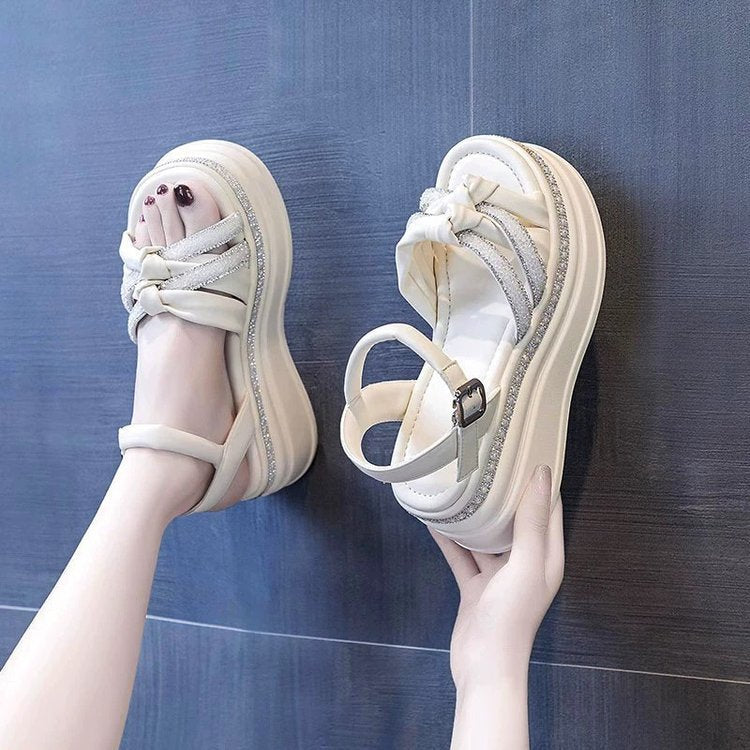Sarah Express Platform Wedge Sandals with Buckle Closure