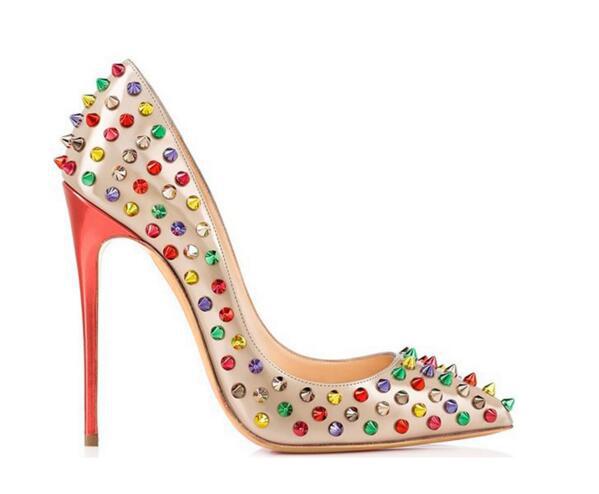 Sarah Express Stiletto Rivet Pointed Toe High Heels