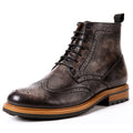 Sarah Express Men's Round Toe Leather Martin Boots Black