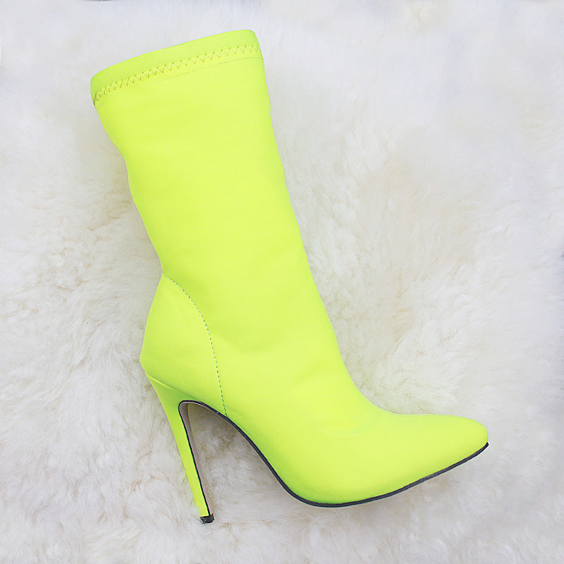 Sarah Express Stretch Suede Pointed Toe High Heel Boots