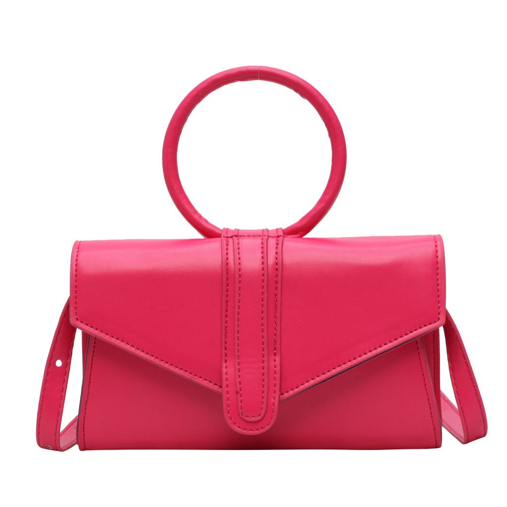 Sarah Express Structured Envelope Shoulder Bag with Ring Handle Rose red Default