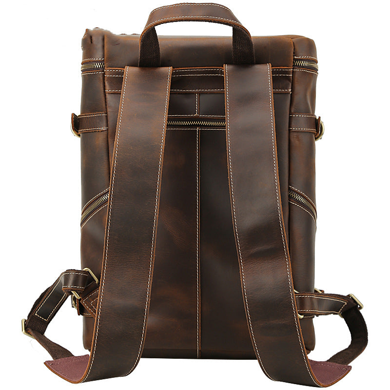 Sarah Express Structured Brown Leather Commuter Backpack