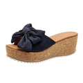 Sarah Express Bow Detail Wedge Platform Slide Sandals Blue