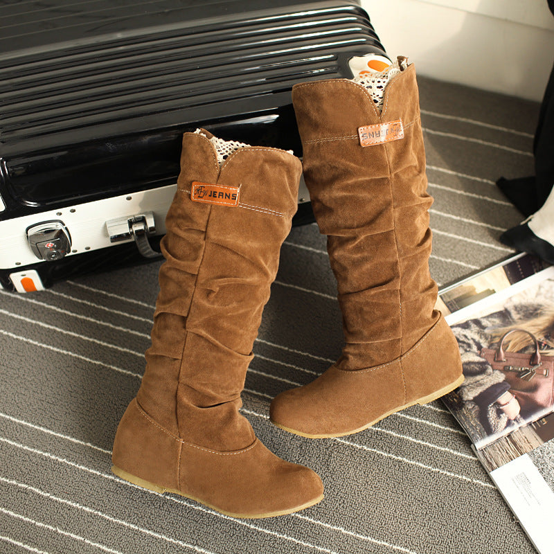 Sarah Express Women's Slouchy Suede Flat Boots brown