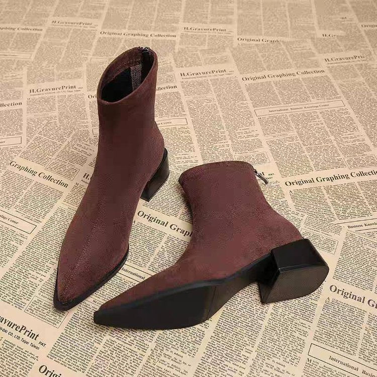 Sarah Express Pointed-Toe Chunky Heel Ankle Boots