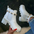 Sarah Express Crystal Embellished Ankle Boots White