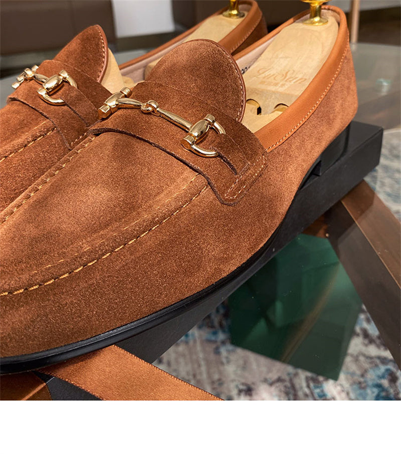 Sarah Express Men's Suede Horsebit Slip-On Loafers