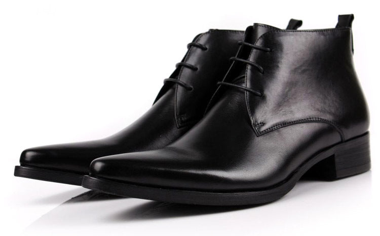Sarah Express Men's Pointed Toe Lace Up Boots Black