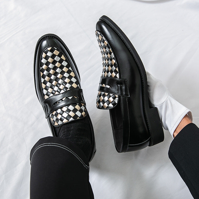 Sarah Express Men's Pointed-Toe Patchwork Dress Shoes