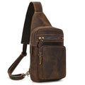 Sarah Express Retro Cowhide Leather Men's Crossbody Bag 9334 Brown