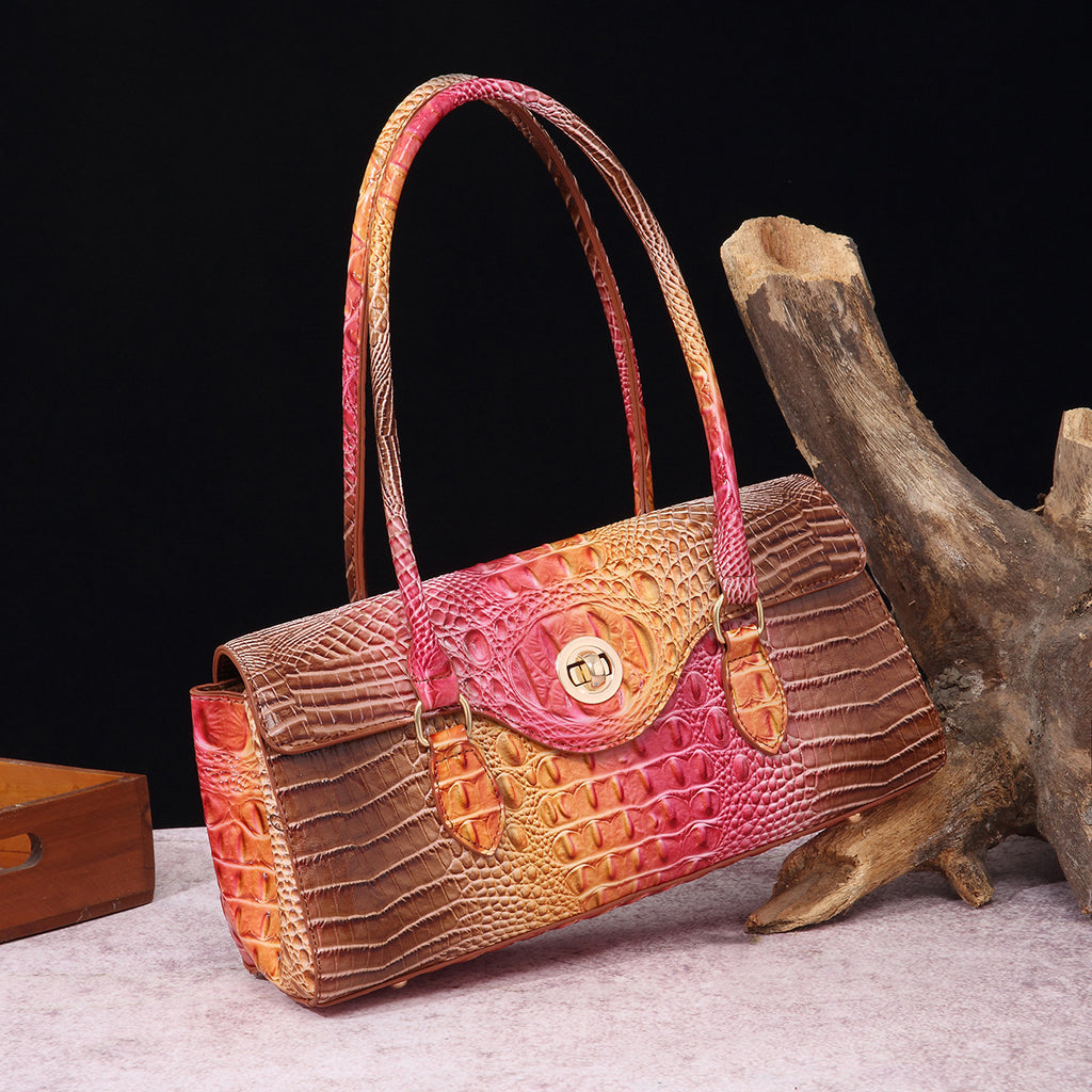 Sarah Express Crocodile Embossed Shoulder Tote Bag