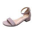 Sarah Express Suede Open-Toe Chunky Heel Ankle Sandals Light Purple