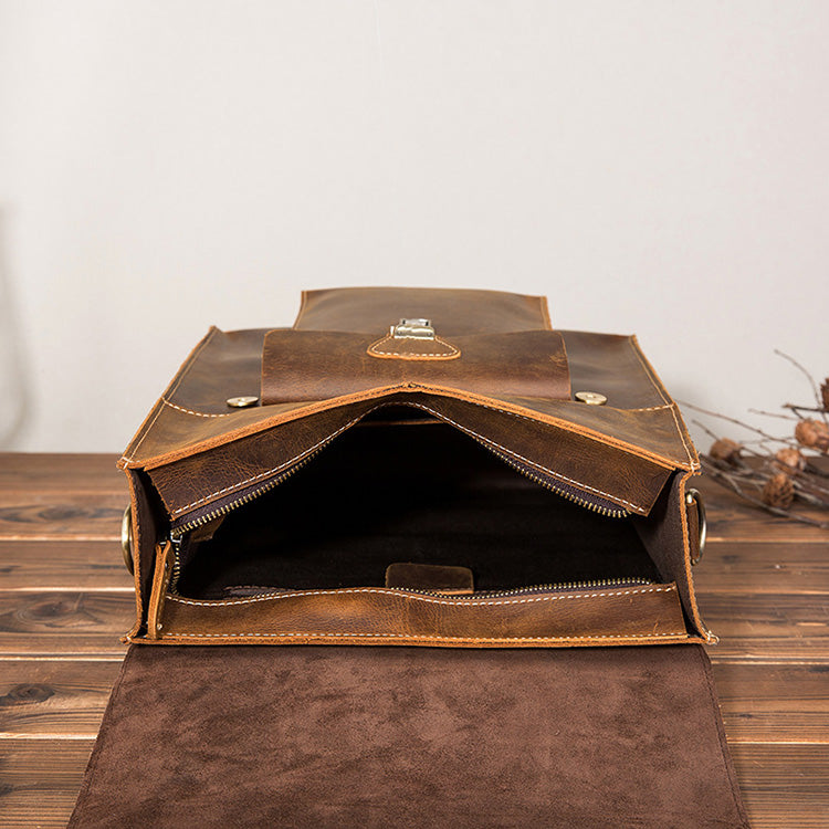 Sarah Express Genuine Leather Men's Structured Backpack