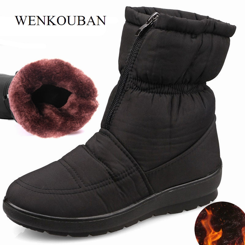 Sarah Express Women's Front Zip Winter Snow Boots