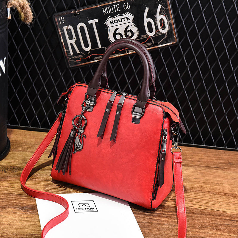 Sarah Express Structured Top Handle Crossbody Handbag Red