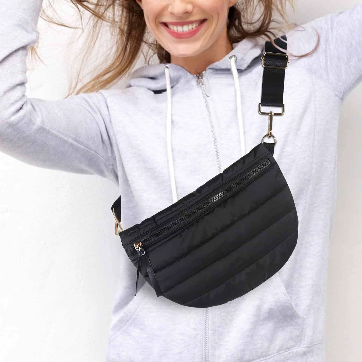 Sarah Express Quilted Dumpling Crossbody Bag Adjustable Strap