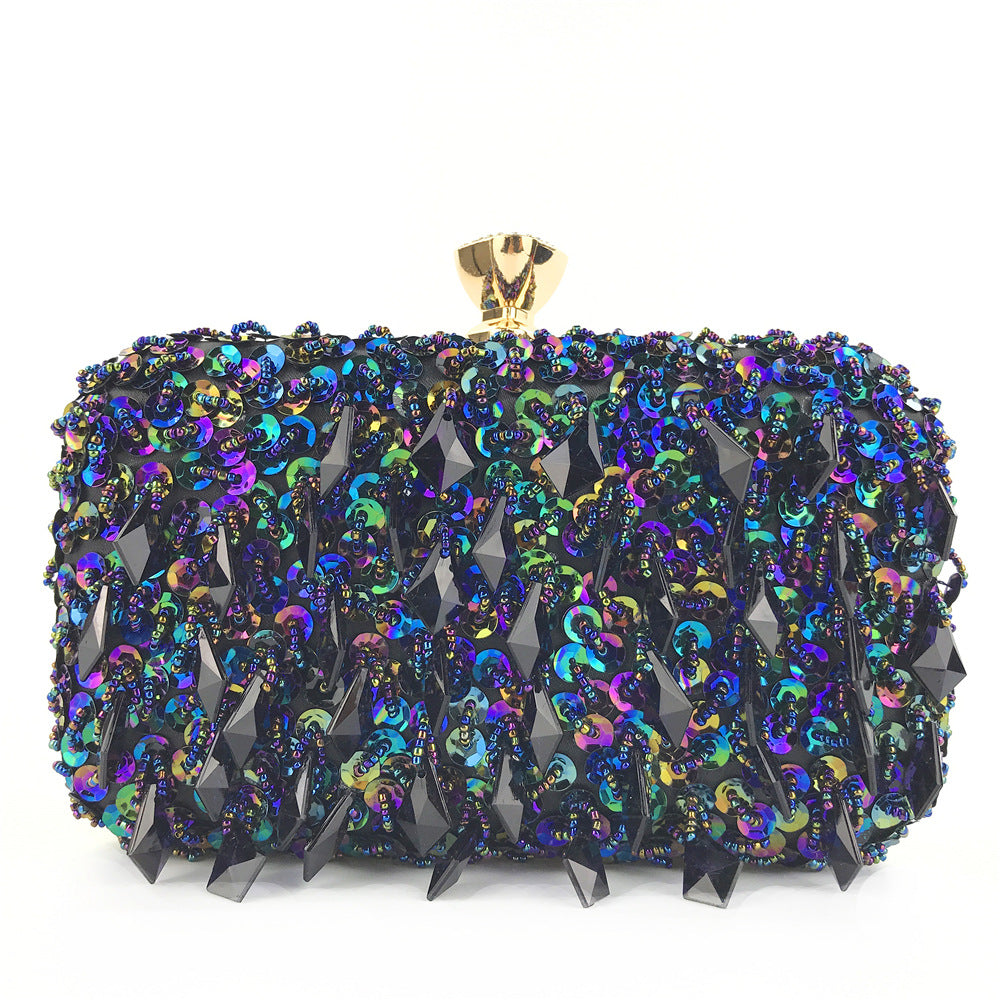 Sarah Express Sequin Embellished Square Evening Clutch Bag Black1