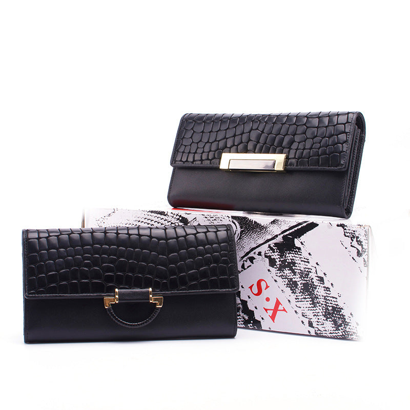 Sarah Express Stone Pattern Long Wallet Buckle Closure