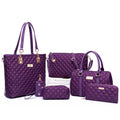 Sarah Express Multi-Piece Quilted Nylon Handbag Set Purple