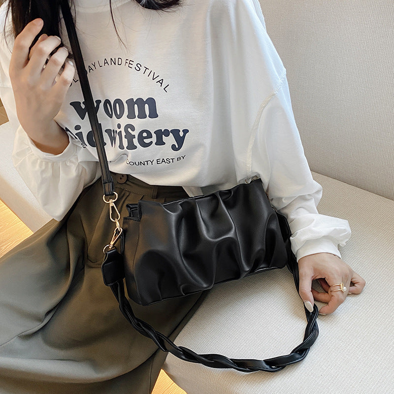 Sarah Express Pleated PU Leather Crossbody Shoulder Bag