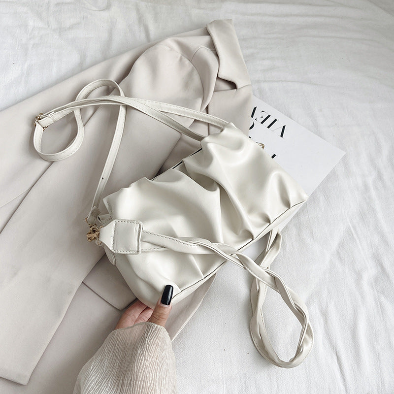 Sarah Express Pleated PU Leather Crossbody Shoulder Bag White