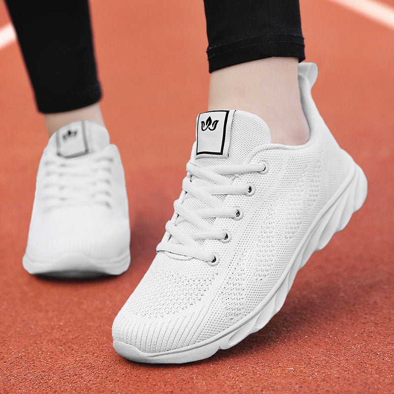 Sarah Express Women's High-Top Lace-Up Mesh Sneakers White