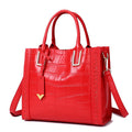 Sarah Express Crocodile Pattern Structured Woven Tote Bag Red