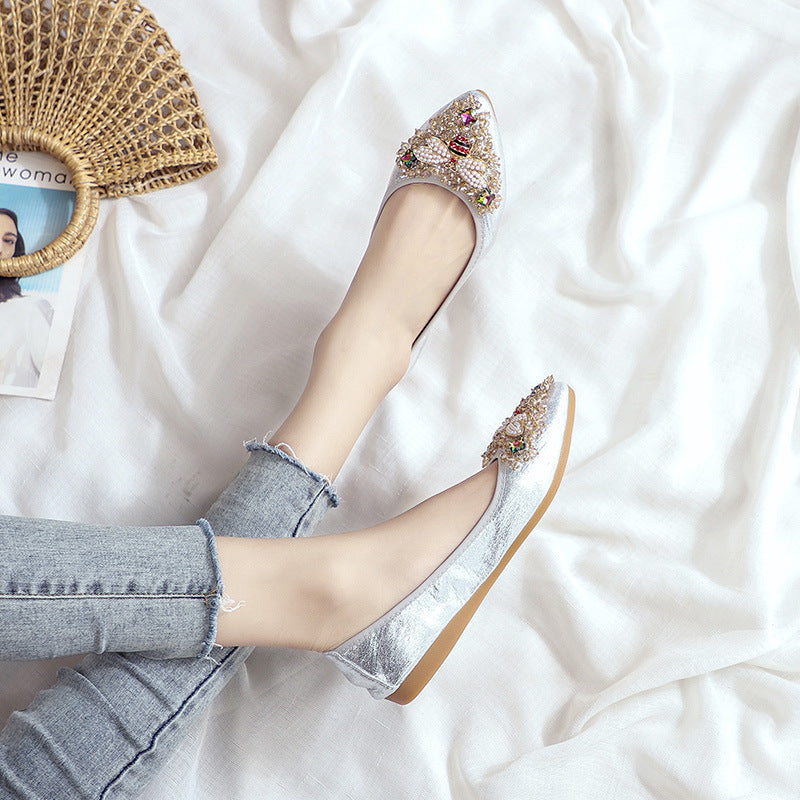 Sarah Express Women's Rhinestone Embellished Slip-On Flats