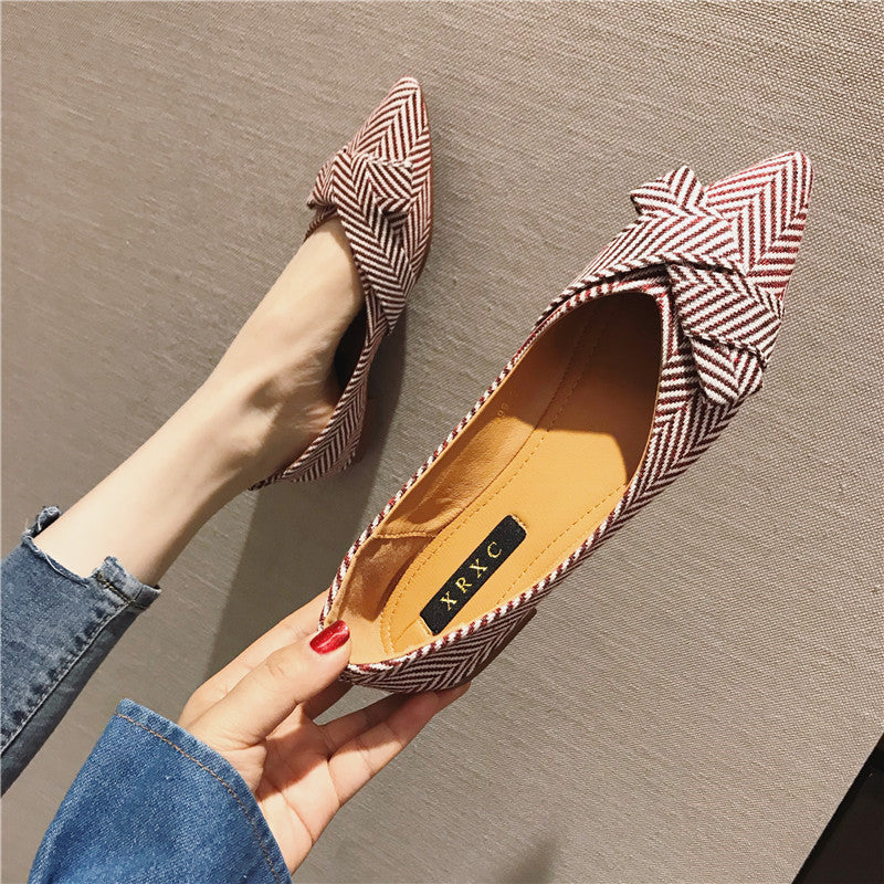 Sarah Express Pointed Toe Cotton Slip On Flats