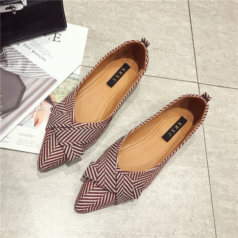 Sarah Express Pointed Toe Cotton Slip On Flats
