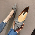 Sarah Express Pointed Toe Cotton Slip On Flats Black