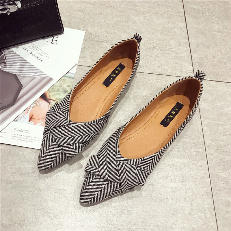 Sarah Express Pointed Toe Cotton Slip On Flats