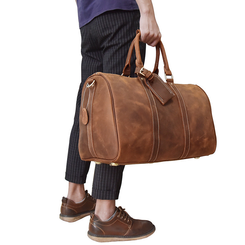 Sarah Express Cowhide Leather Messenger Duffel Travel Bag