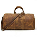 Sarah Express Cowhide Leather Messenger Duffel Travel Bag Light Brown