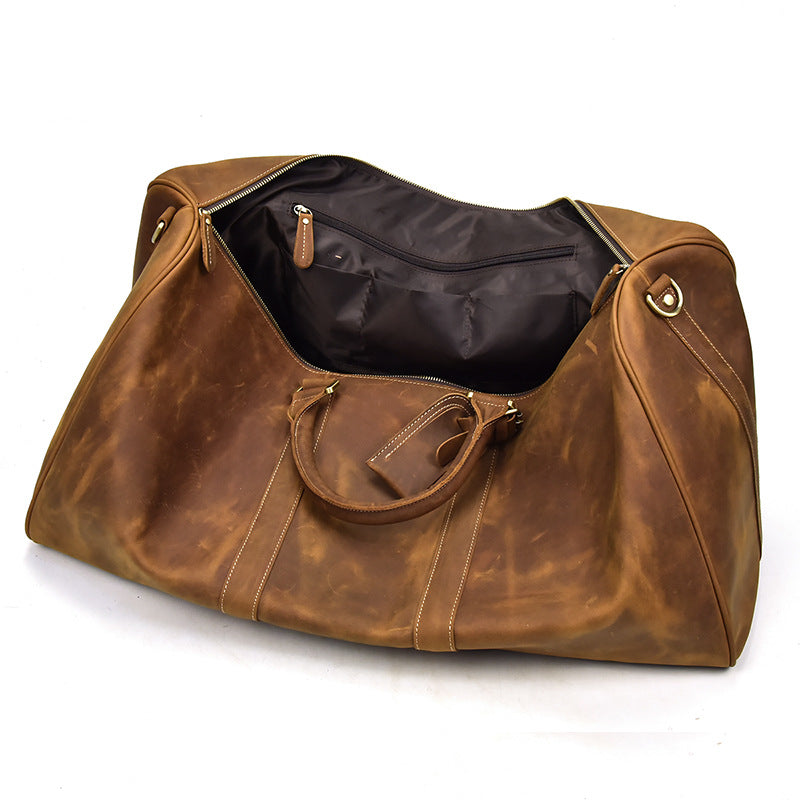 Sarah Express Cowhide Leather Messenger Duffel Travel Bag