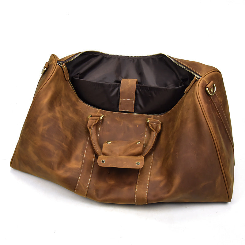 Sarah Express Cowhide Leather Messenger Duffel Travel Bag