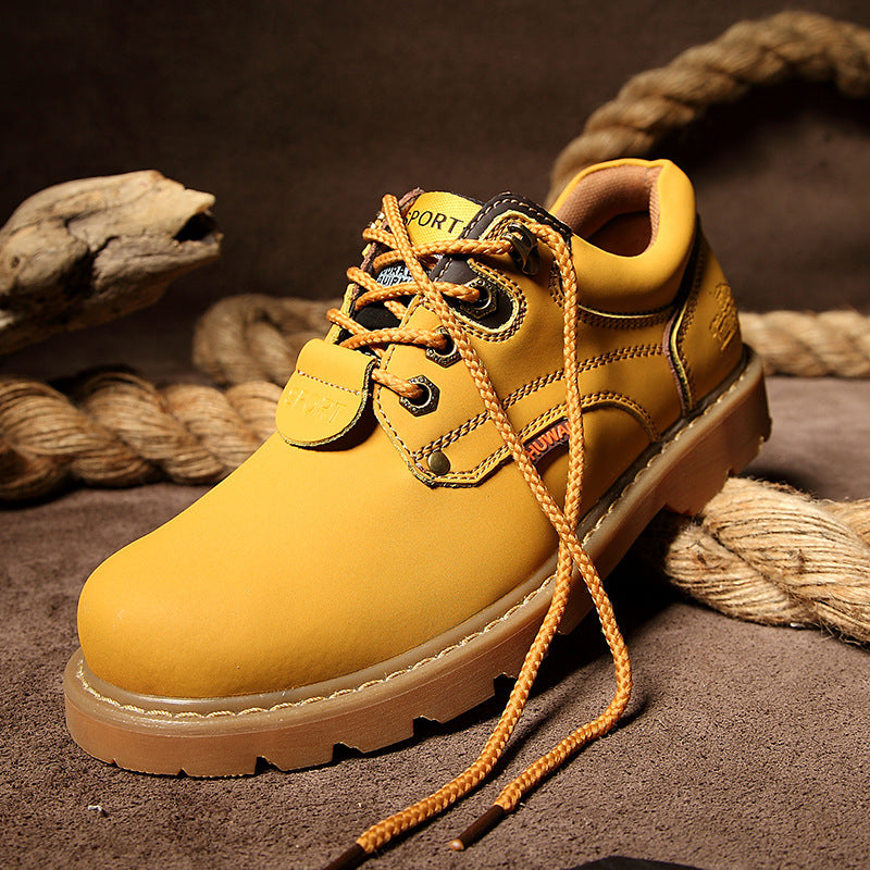Sarah Express Men's Casual Matte Lace-Up Flats Yellow