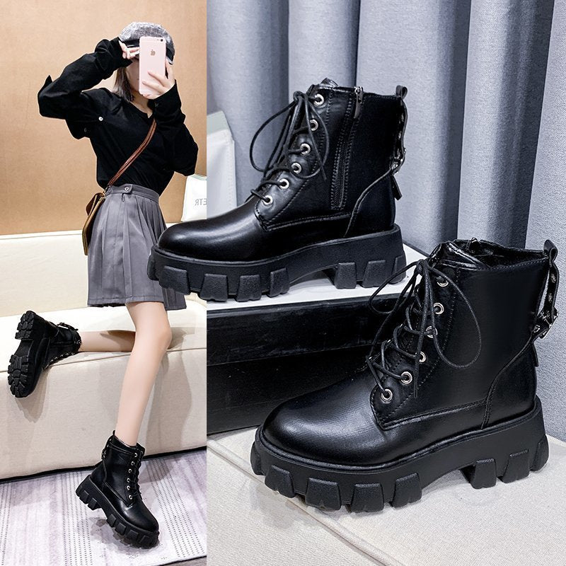 Sarah Express Women's Lace-Up Platform Combat Boots