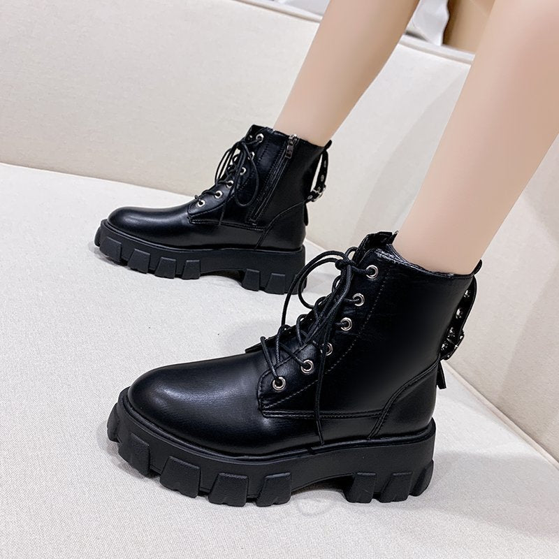 Sarah Express Women's Lace-Up Platform Combat Boots
