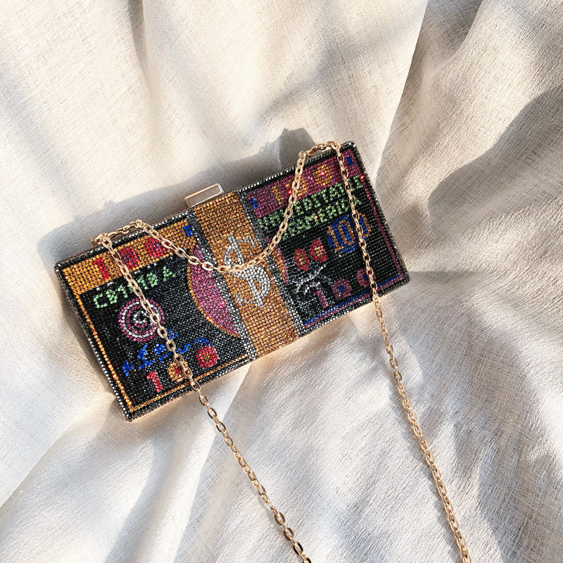 Sarah Express Crystal Dollar Bill Statement Clutch Bag