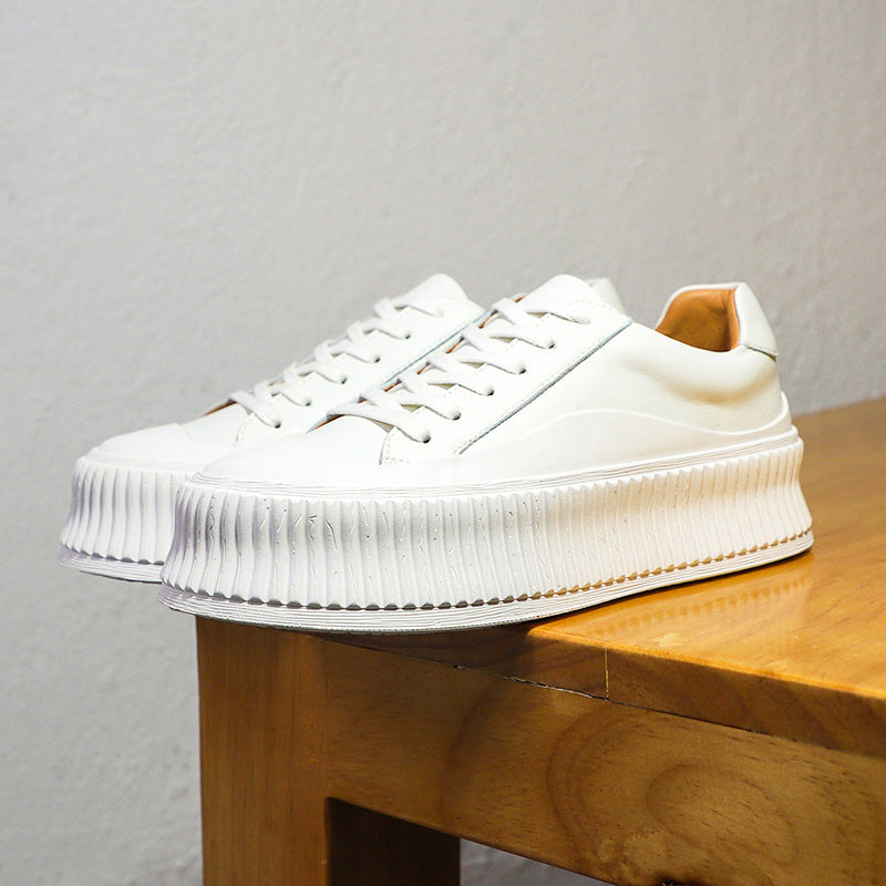 Sarah Express Platform Leather Women's Casual Shoes whiteA