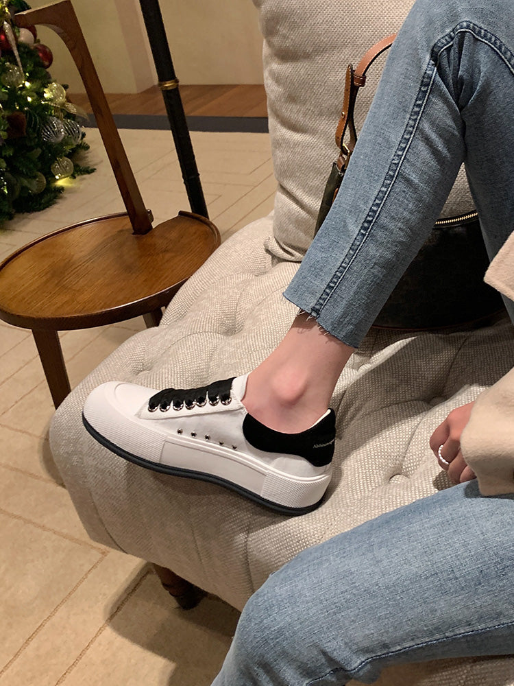 Sarah Express Women's Casual Canvas Lace-Up Sneakers