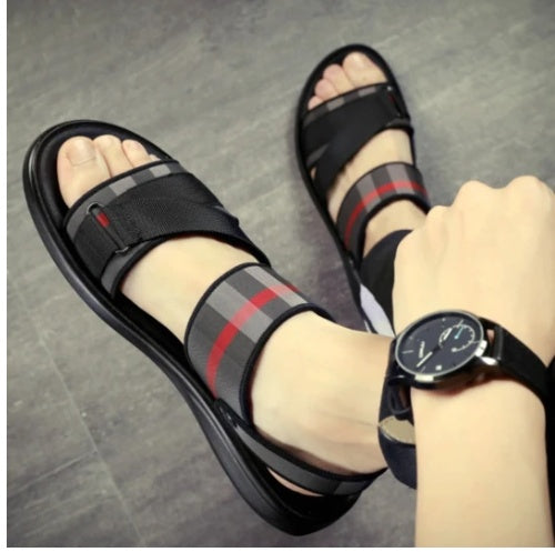 Sarah Express Men's Plaid Strap Casual Sandals
