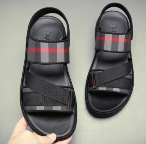 Sarah Express Men's Plaid Strap Casual Sandals