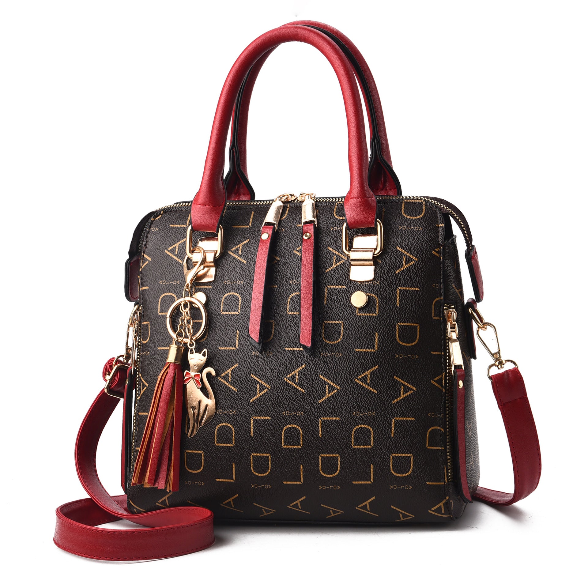 Sarah Express Retro Pattern Structured Shoulder Bag Wine Red