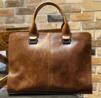 Sarah Express Structured Men's Business Briefcase Handbag Coffee