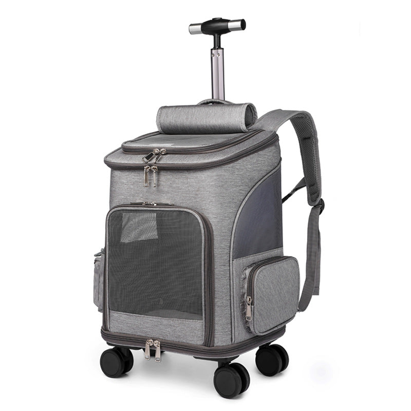 Sarah Express Space Capsule Rolling Pet Travel Backpack Light Grey