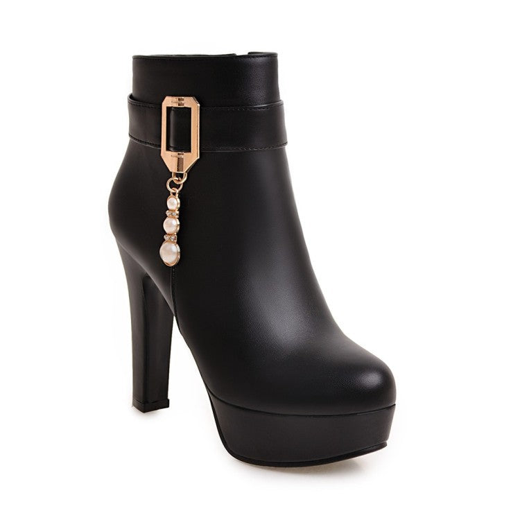 Sarah Express Waterproof Platform Ankle Boots with Zipper Black