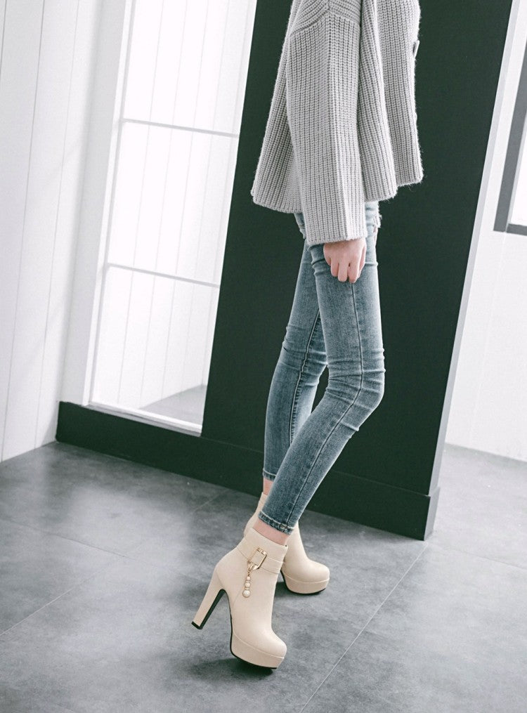 Sarah Express Waterproof Platform Ankle Boots with Zipper