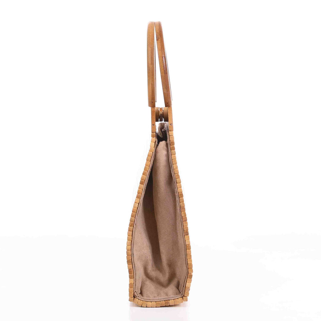 Sarah Express Hand-Woven Bamboo Shell Clutch Bag
